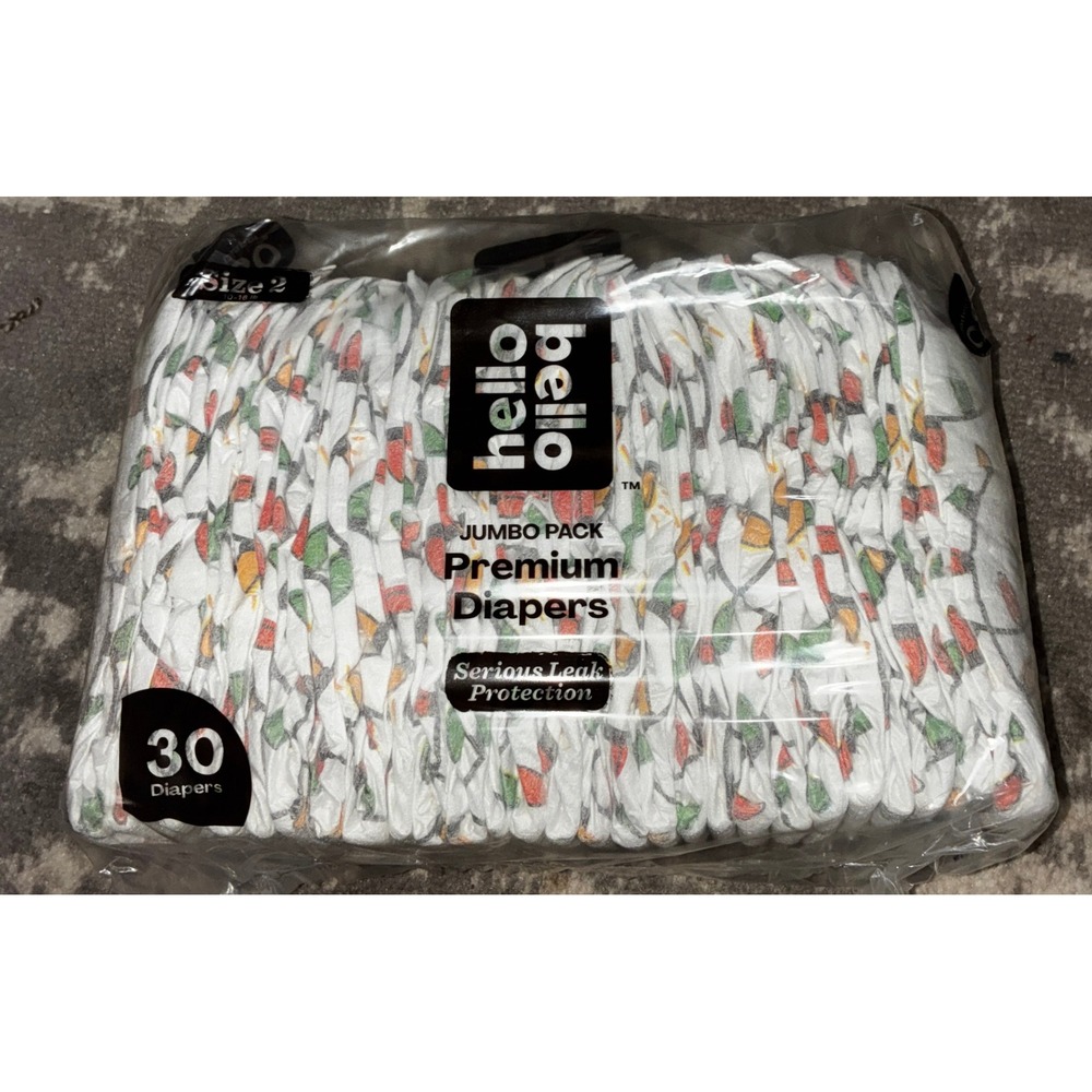 Hello Bello Premium Christmas Light Pattern Size 2 30 Count Diapers (NWT)